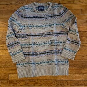 American Eagle Sweater Mens LT Large Tall Tan Beige Pullover Crewneck